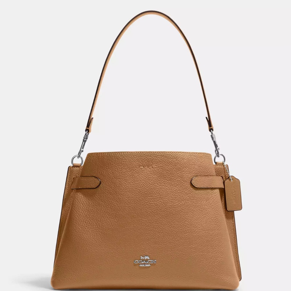 NWT! COACH Hanna Shoulder Bag PEBBLED LEATHER Light Saddle SVQD Original CH194